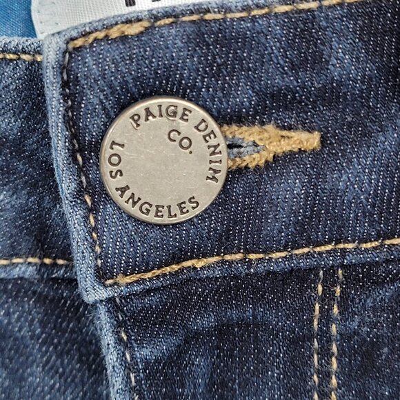 Paige Denim Blue Skyline Bootcut Low Rise Dark Wash Stretch Jeans USA 24 (24x32) - Picture 12 of 13